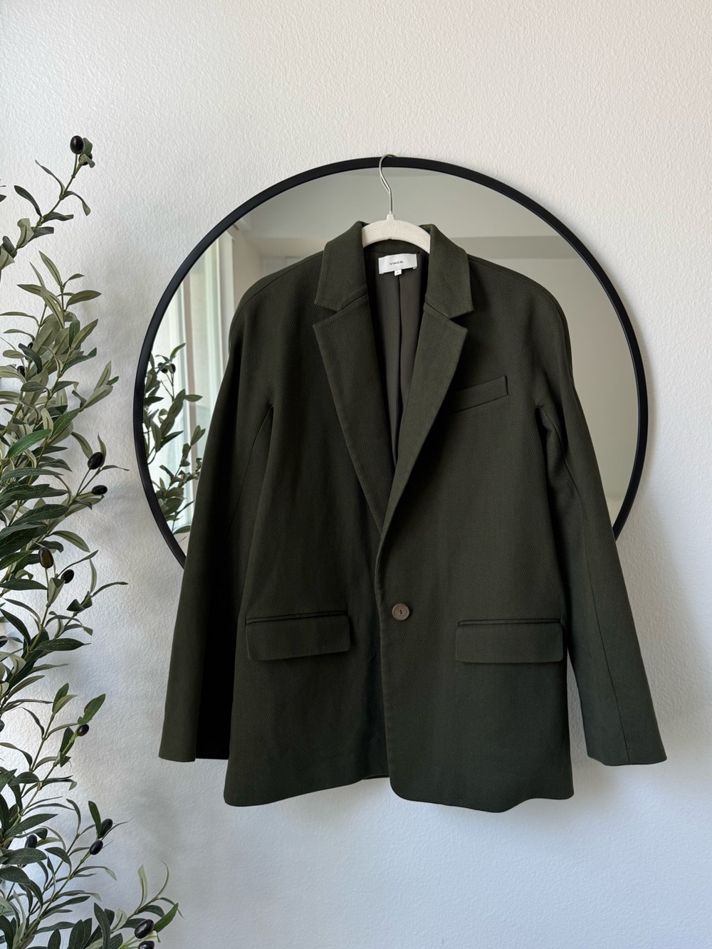 Vince Tuscan Olive Textured Single-Button Blazer 6 - Picture 2 of 10